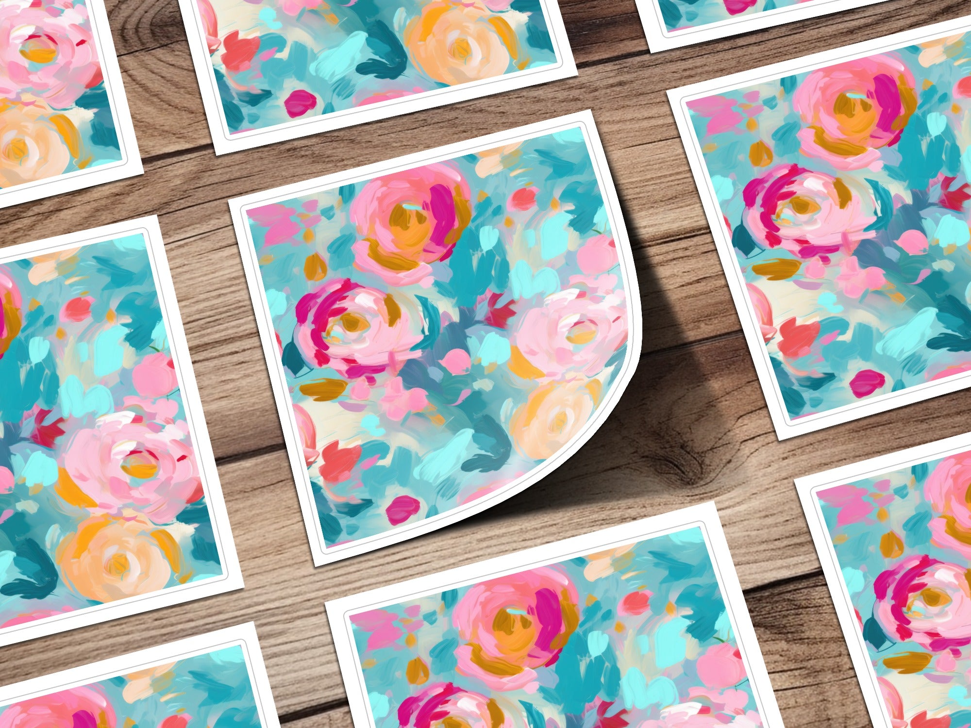 Vibrant Floral Abstract Art Print Colorful Square Decor