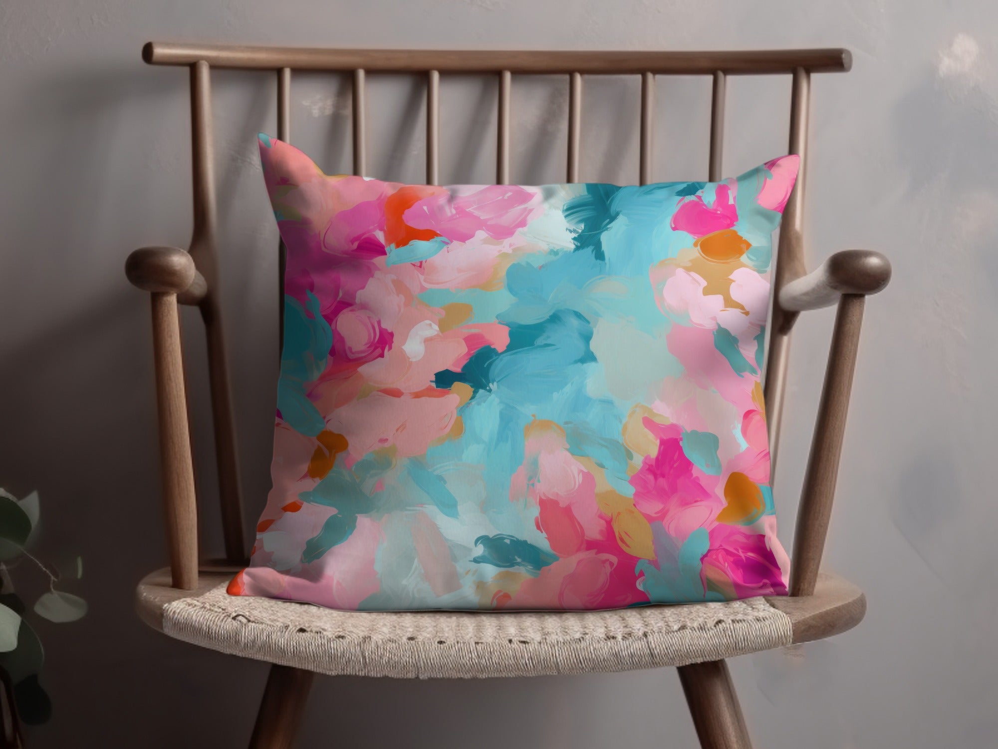Vibrant Abstract Floral Print Throw Pillow Decor Pillow