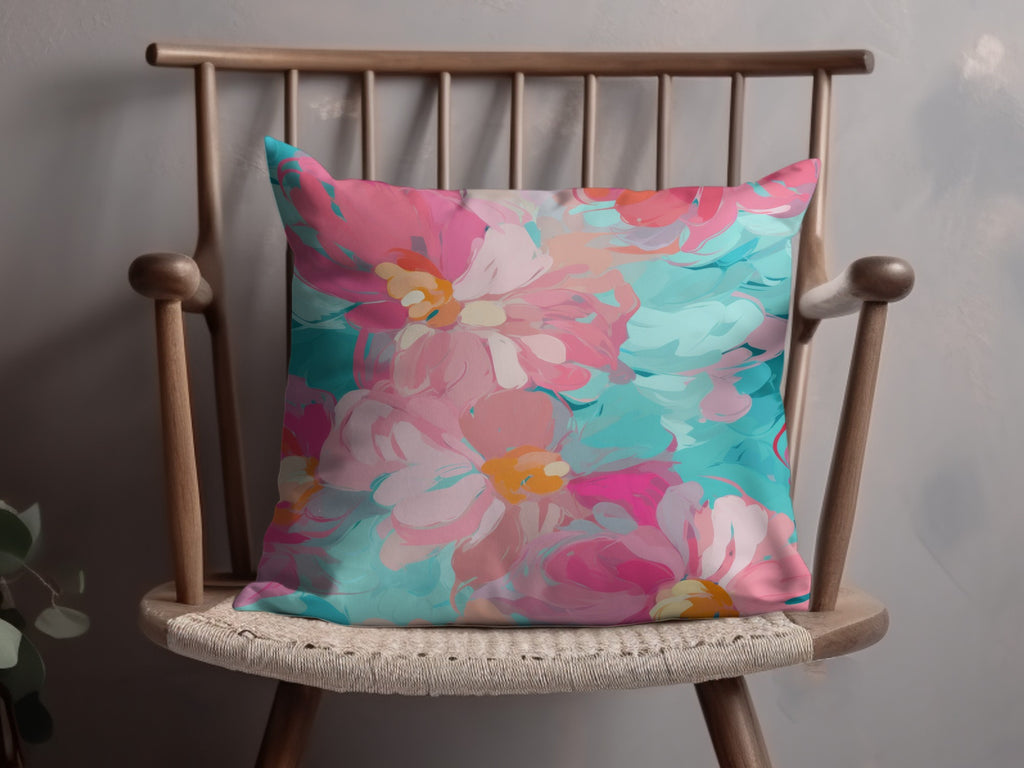 Vibrant Floral Pattern Decorative Throw Pillow