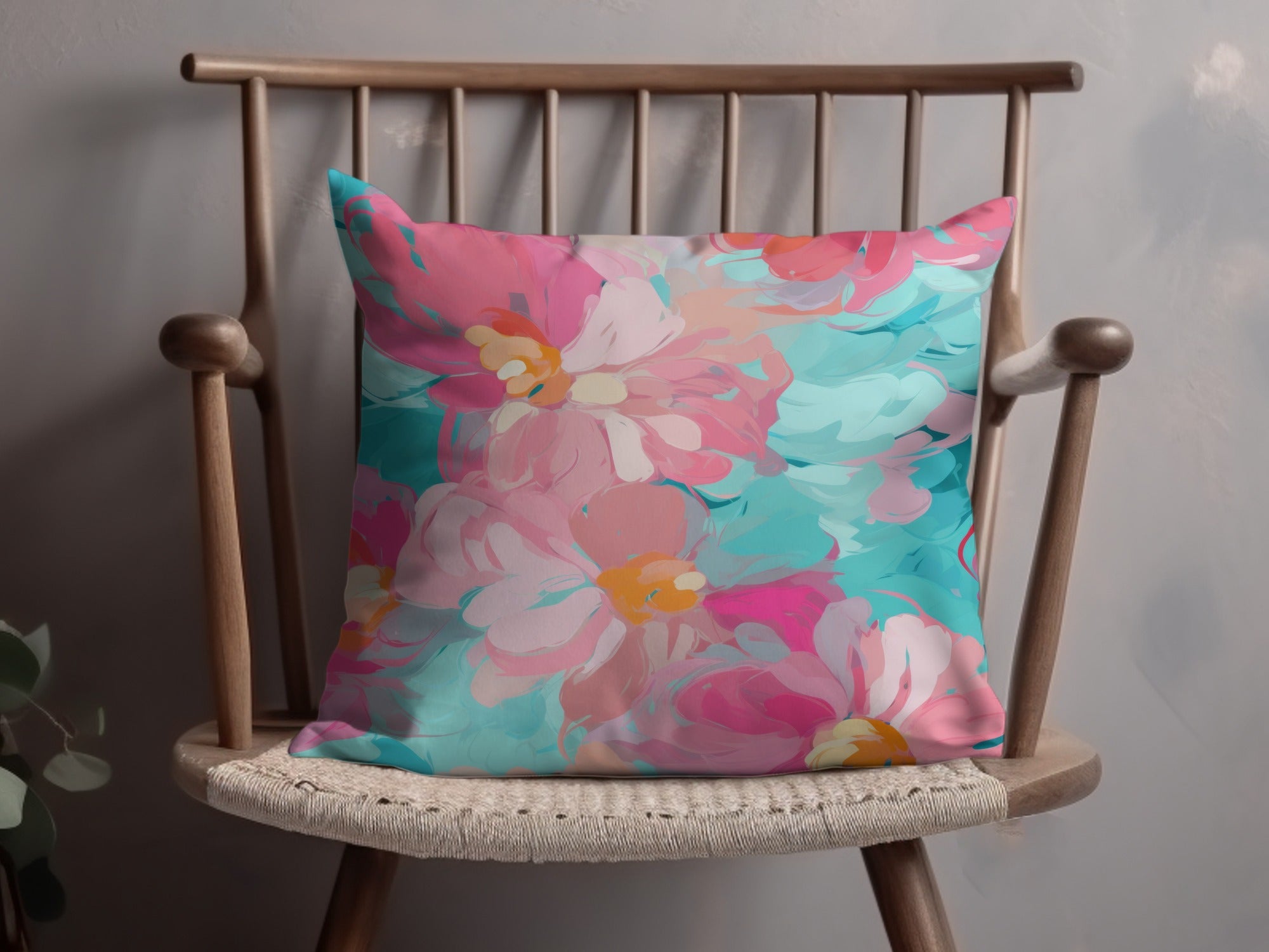 Vibrant Floral Pattern Decorative Throw Pillow