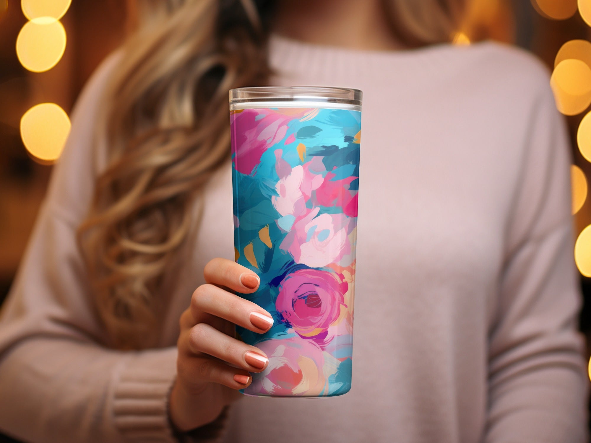 Vibrant Floral Design Insulated Tumbler Travel Mug