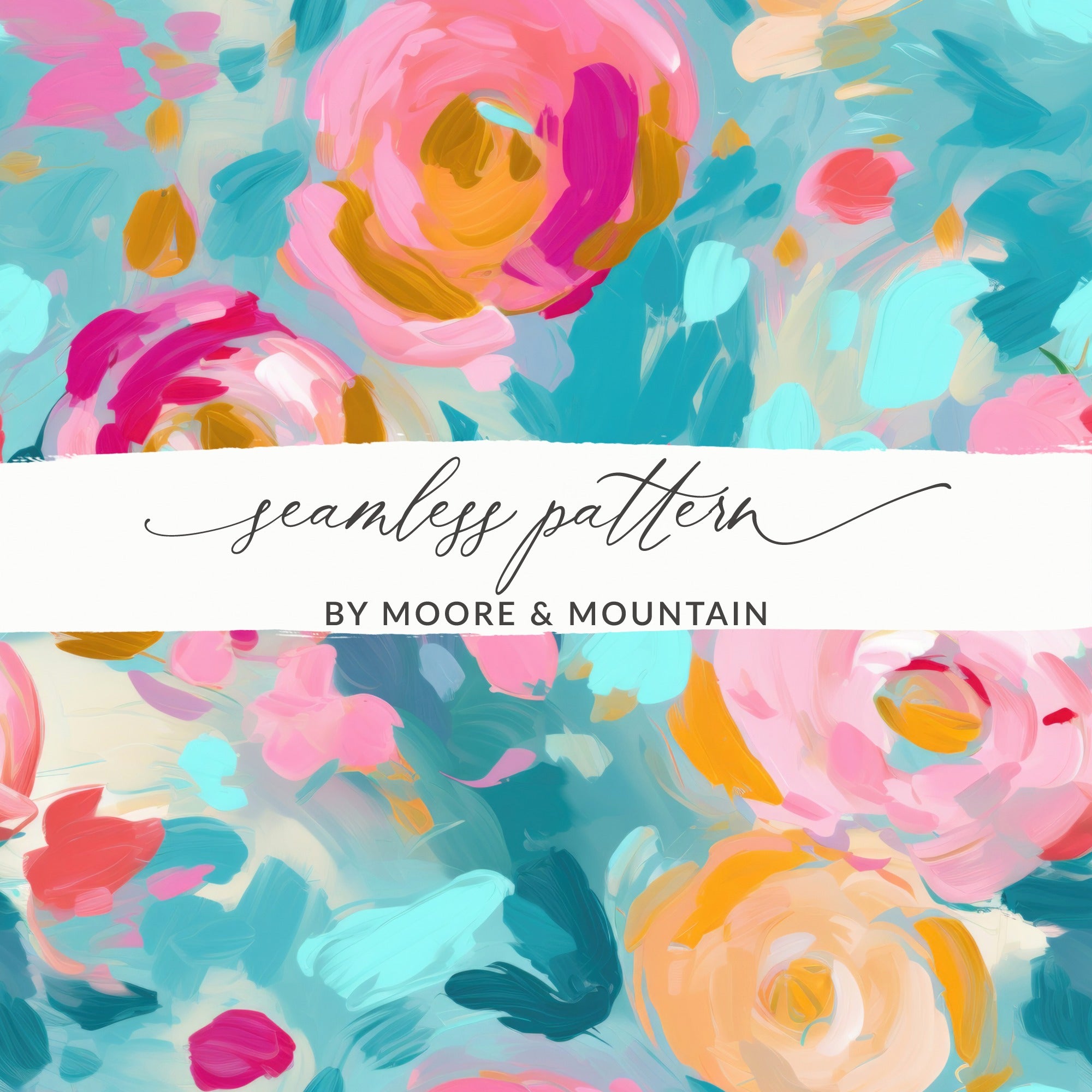 Vibrant Floral Design by Moore & Mountain Seamless Pattern