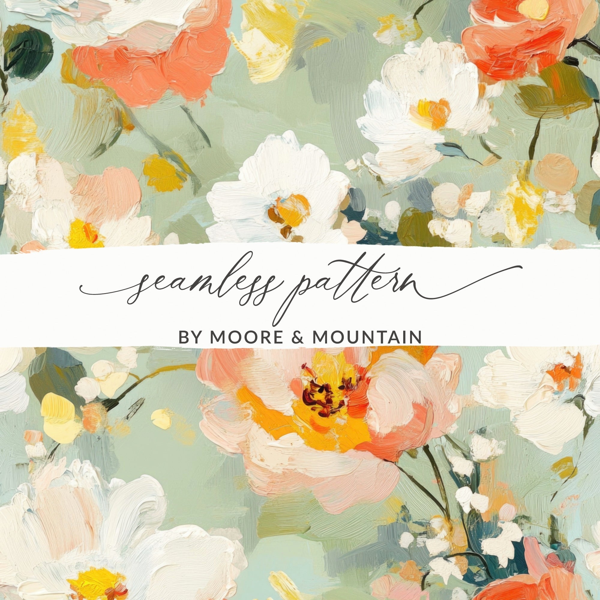 Impressionistic Seamless Floral Garden Acrylic Floral - Moore and Mountain