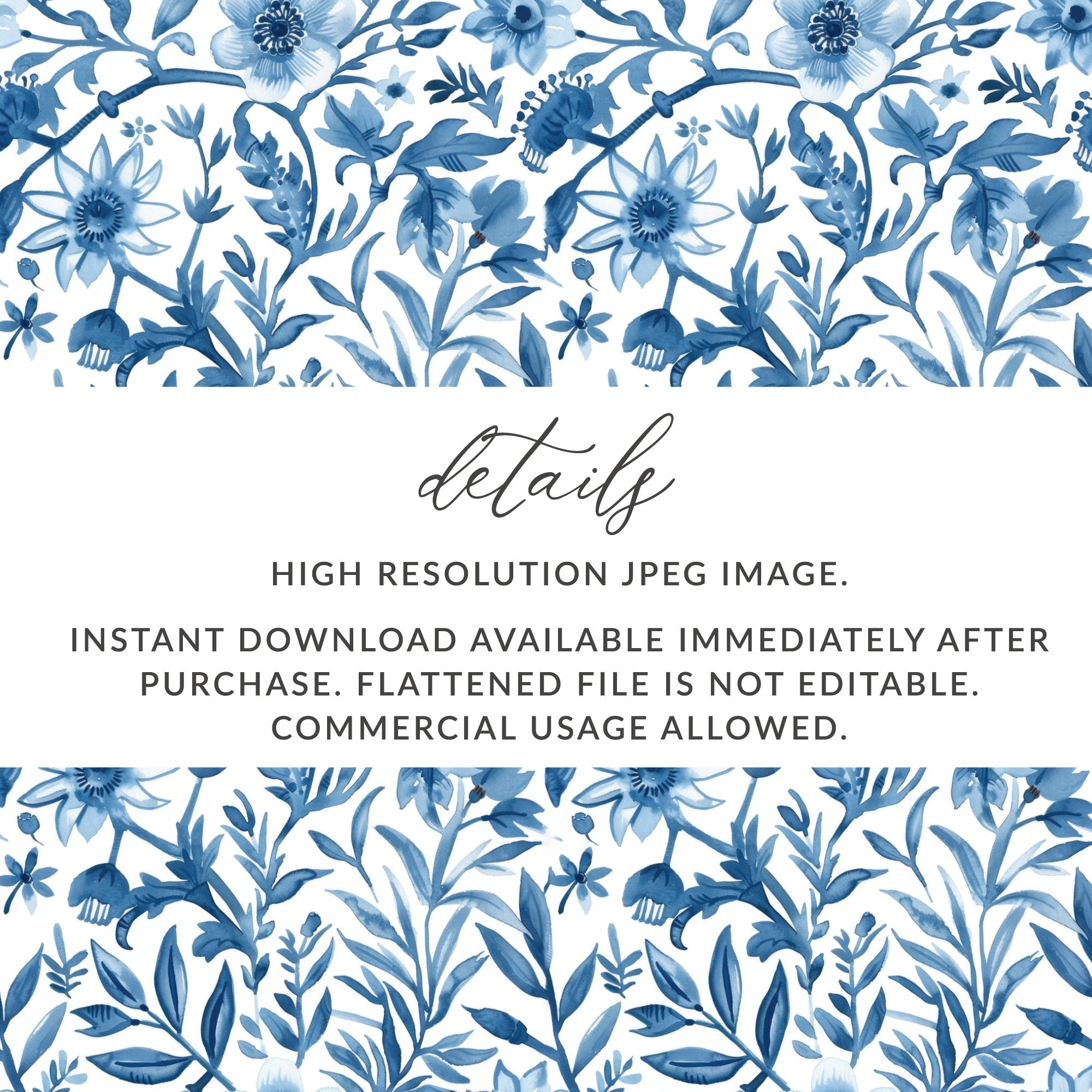 Indigo Bloom Chinoiserie Vines Seamless Pattern and Leaves Pattern Beautiful Design Digital - Moore and Mountain