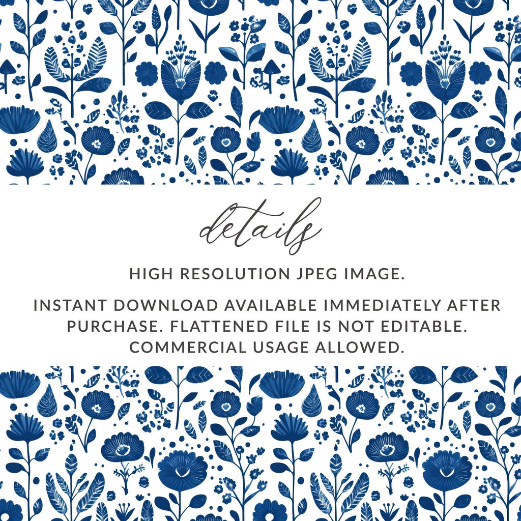 Indigo Blooms A Seamless Floral Pattern Artwork Digital - Moore and Mountain