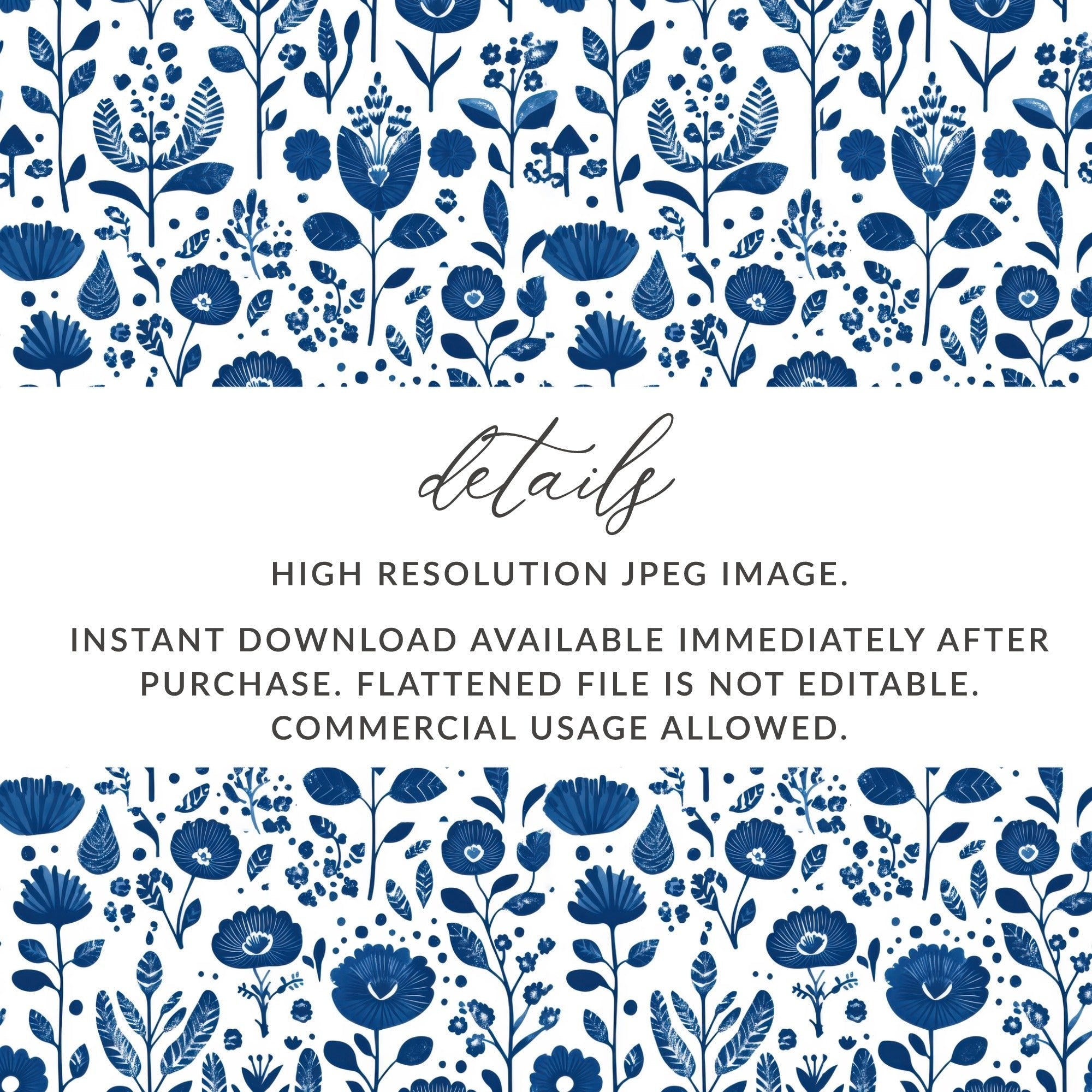 Indigo Blooms A Seamless Floral Pattern Artwork Digital - Moore and Mountain