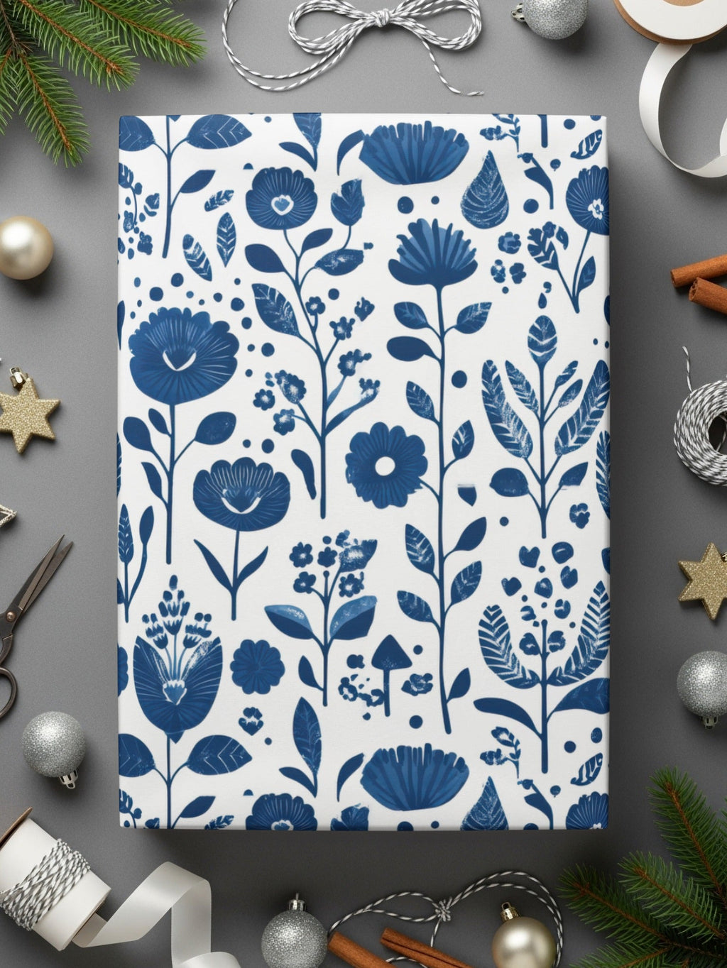Indigo Blooms A Seamless Floral Pattern Artwork Digital - Moore and Mountain