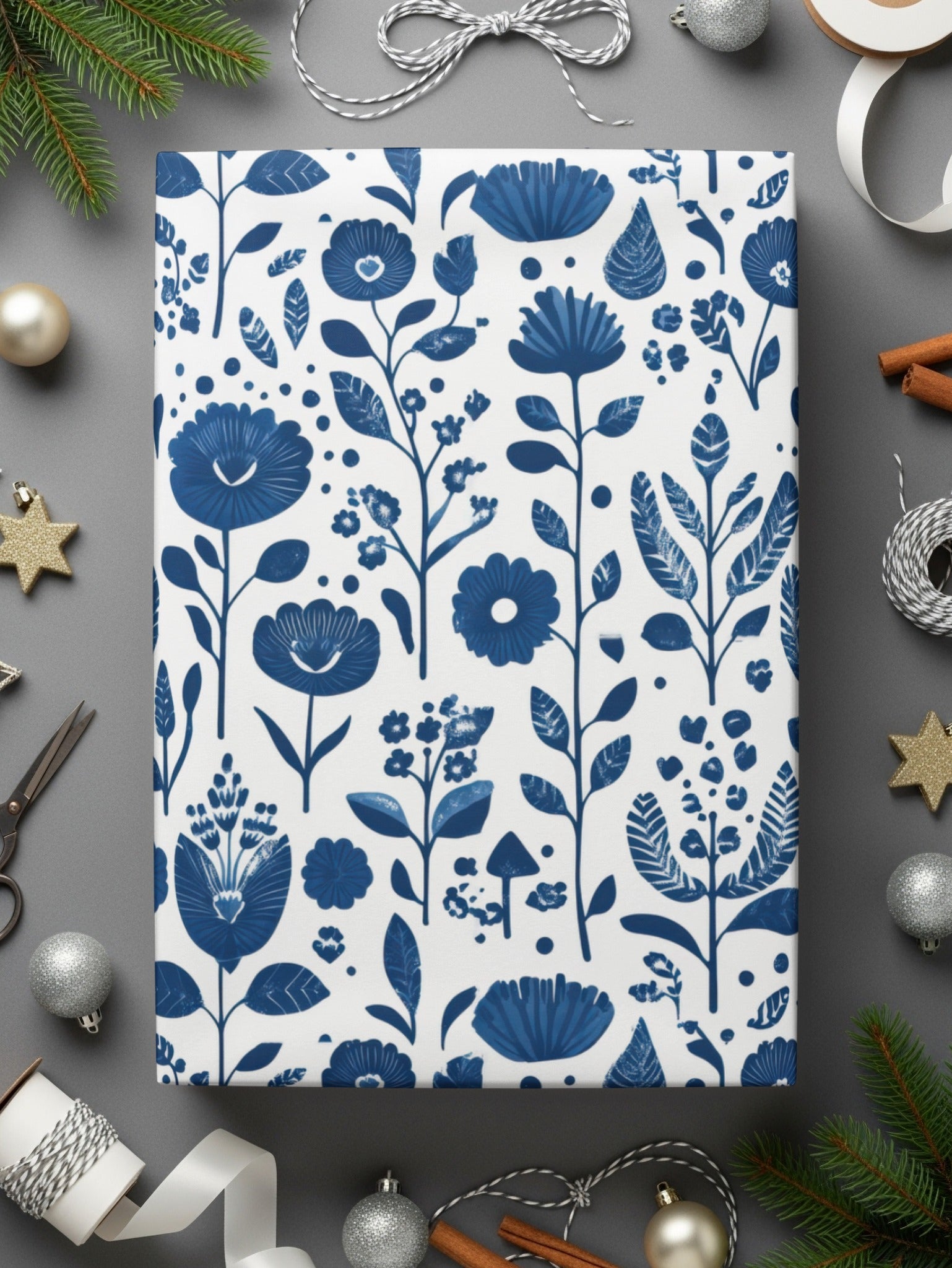 Indigo Blooms A Seamless Floral Pattern Artwork Digital - Moore and Mountain