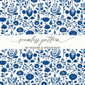 Indigo Blooms A Seamless Floral Pattern Artwork Digital - Moore and Mountain