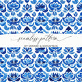 Indigo Blue Seamless Fleur Elegant Floral Blue Ornament Pattern Delicate Design Digital - Moore and Mountain