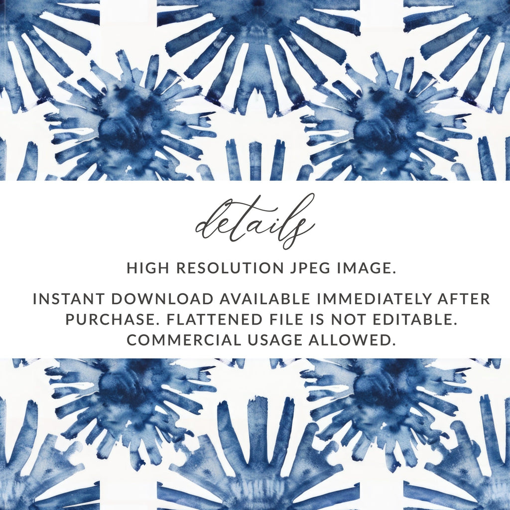 Indigo Flower Seamless Digital Paper, Watercolor Texture Digital Files, Tileable Pattern for Fabric, Scrapbooking Paper Digital Download - Moore and Mountain