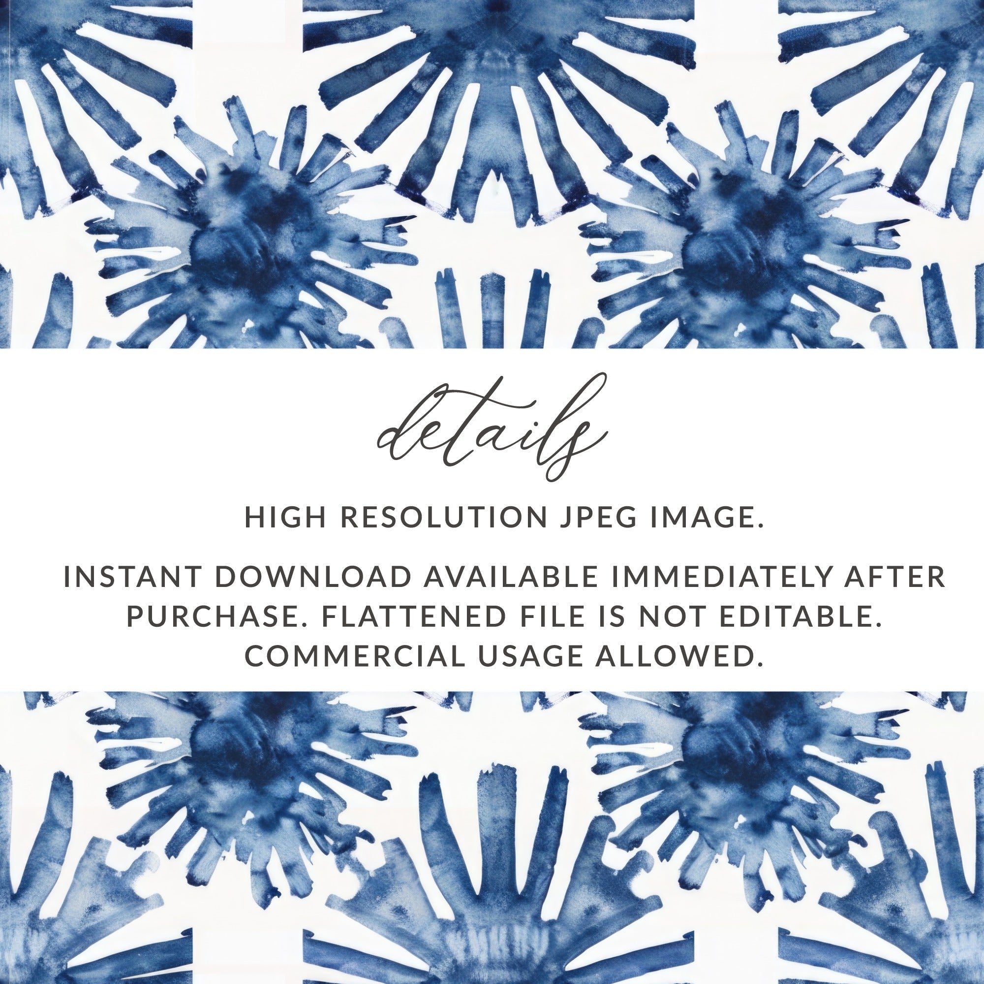 Indigo Flower Seamless Digital Paper, Watercolor Texture Digital Files, Tileable Pattern for Fabric, Scrapbooking Paper Digital Download - Moore and Mountain