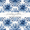 Indigo Flower Seamless Digital Paper, Watercolor Texture Digital Files, Tileable Pattern for Fabric, Scrapbooking Paper Digital Download - Moore and Mountain