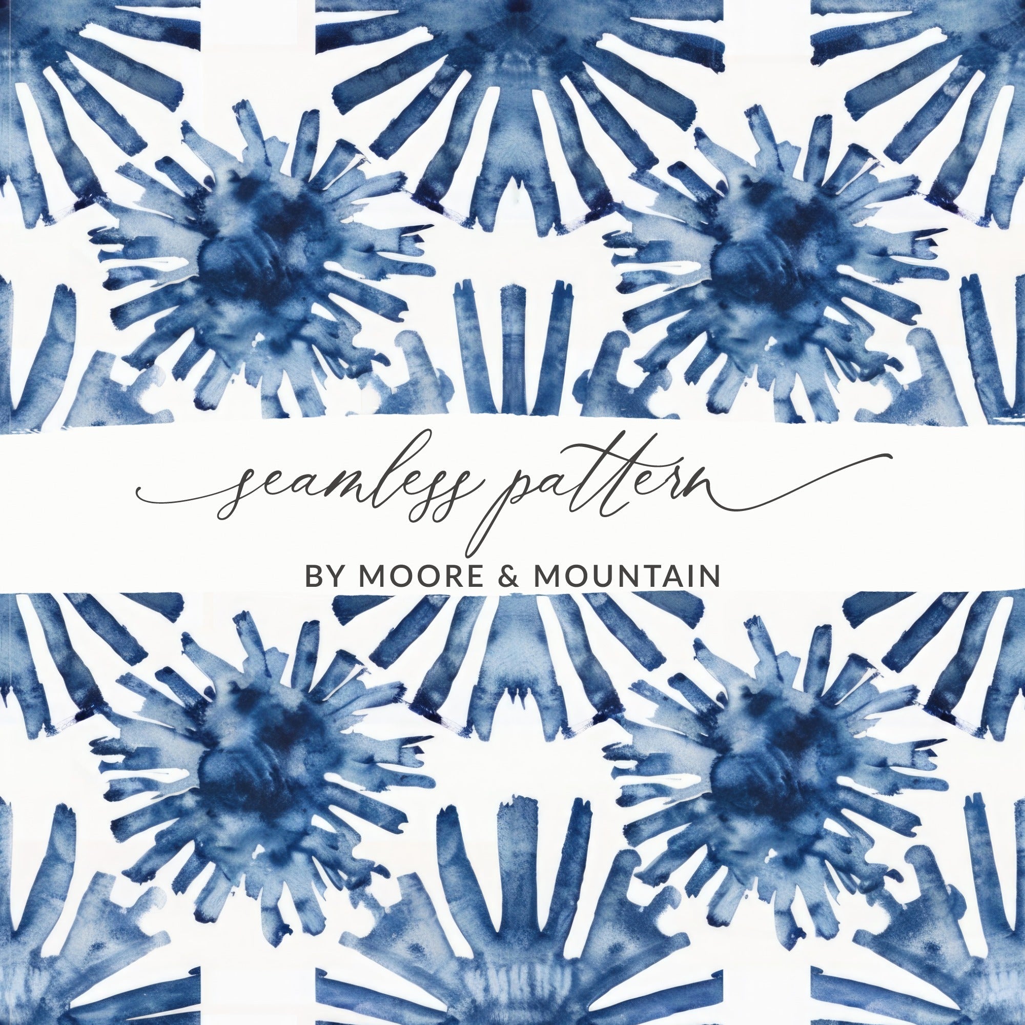 Indigo Flower Seamless Digital Paper, Watercolor Texture Digital Files, Tileable Pattern for Fabric, Scrapbooking Paper Digital Download - Moore and Mountain