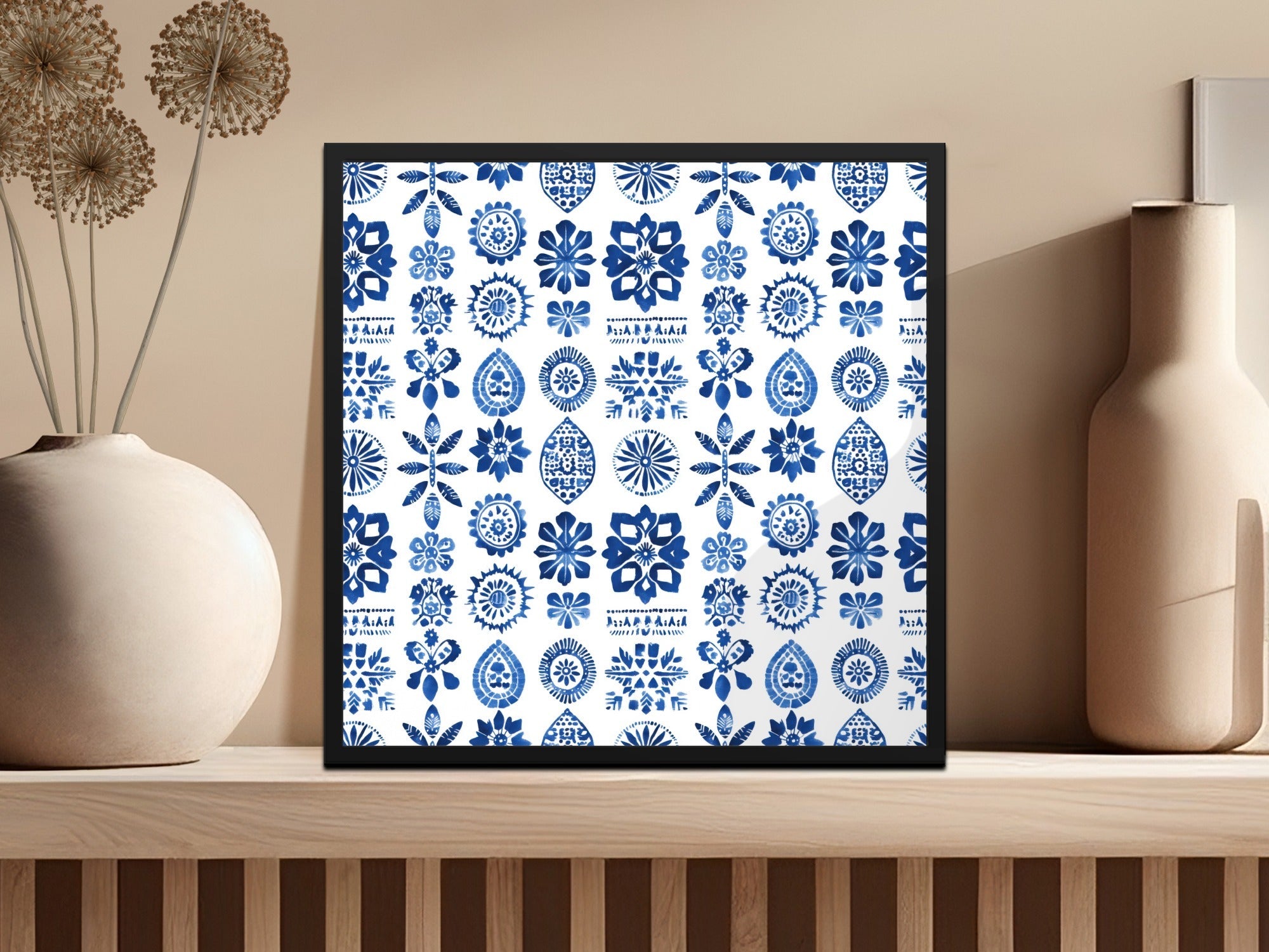 Indigo Impressions A Floral Medley on White Digital - Moore and Mountain