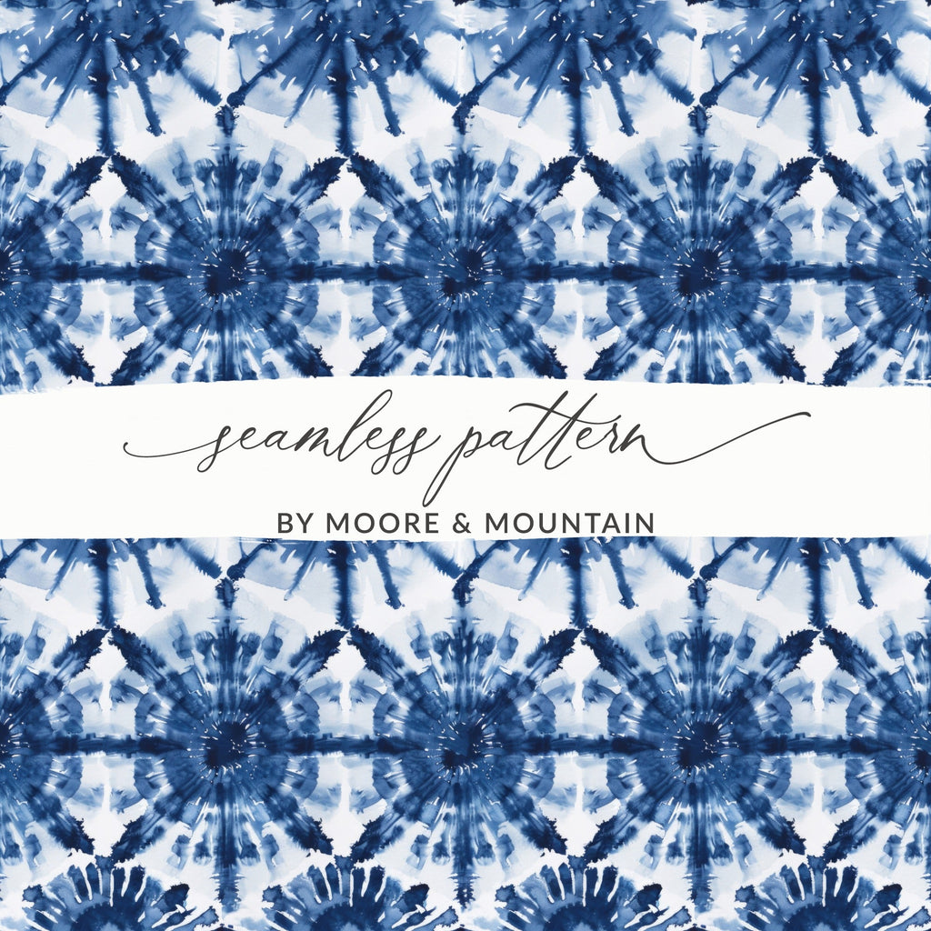 Indigo Tie Dye Digital Paper, Seamless Pattern File, Indigo Shibori Design, Indigo Background, 12x12 JPEG File, Scrapbook Paper - Moore and Mountain