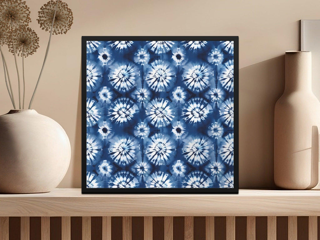 Indigo Tie Dye Digital Paper, Seamless Pattern, Floral, Shibori Texture, Fabric Background, Printable Design, Digital Files - Moore and Mountain