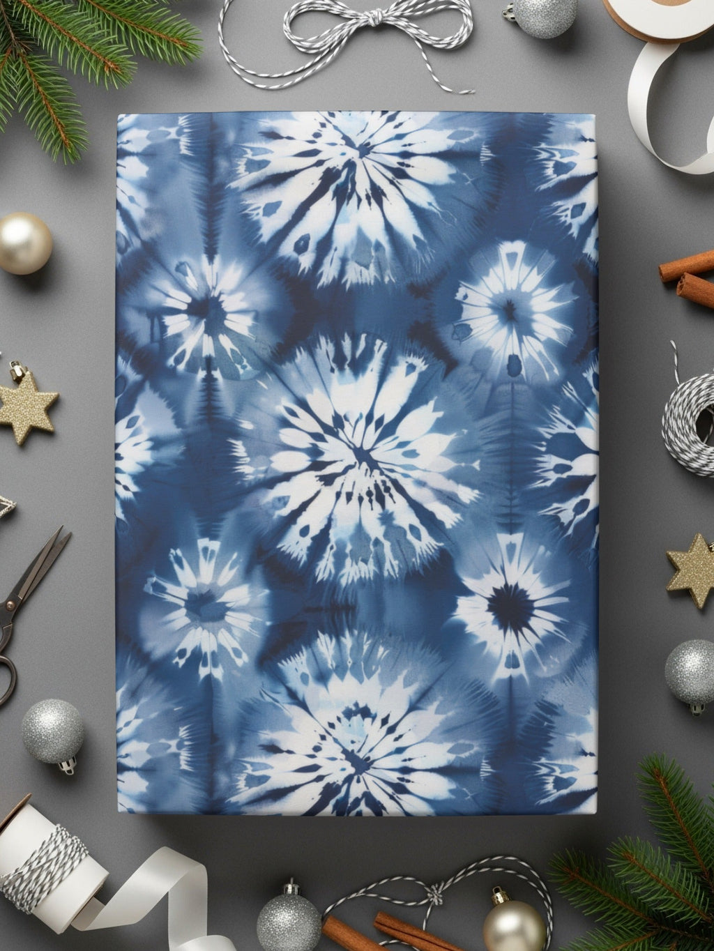 Indigo Tie Dye Digital Paper, Seamless Pattern, Floral, Shibori Texture, Fabric Background, Printable Design, Digital Files - Moore and Mountain
