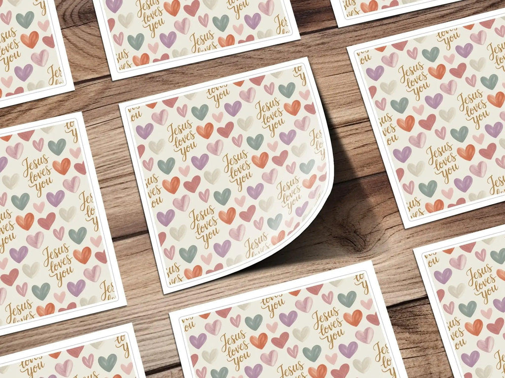 Jesus Loves You Digital Seamless Pattern, Hearts Pattern, Religious Scrapbook Paper, Christian Fabric Design, Digital Paper Download - Moore and Mountain