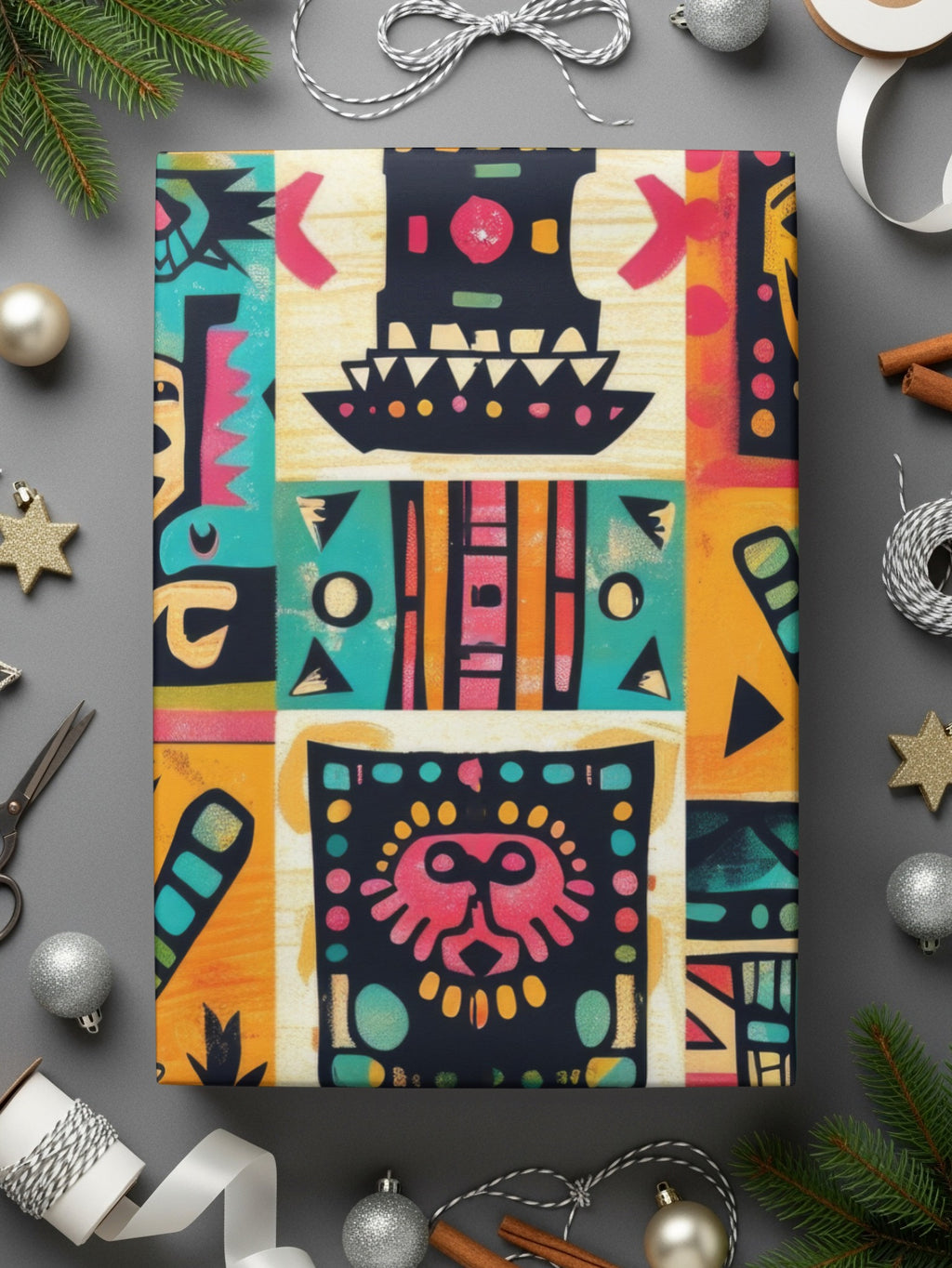 Colorful Abstract Tribal Art Decorative Gift Wrap Paper