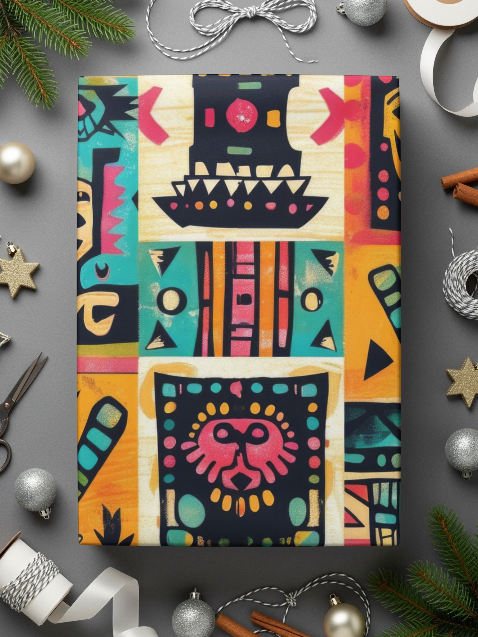 Colorful Abstract Tribal Art Decorative Gift Wrap Paper