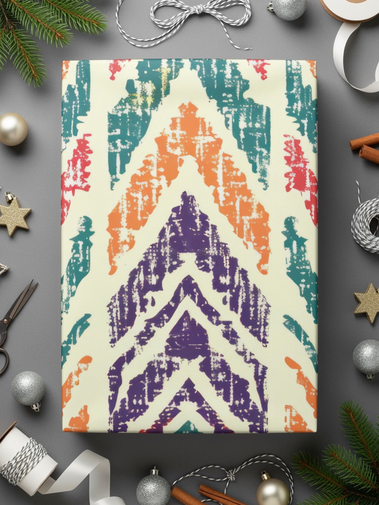 Festive Chevron Stripe Christmas Wrapping Paper