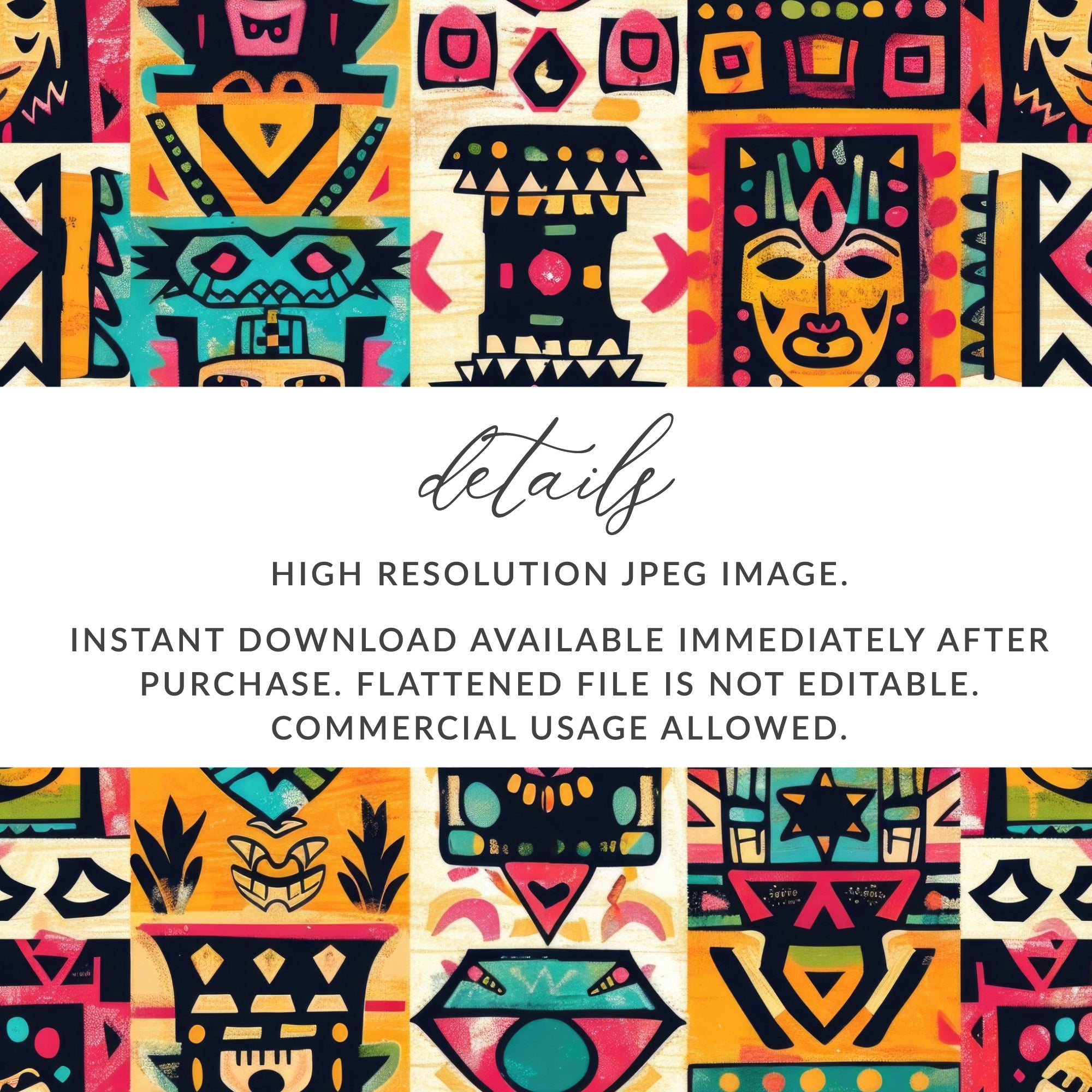 Vibrant Tribal Patterns High Resolution JPEG Image Print