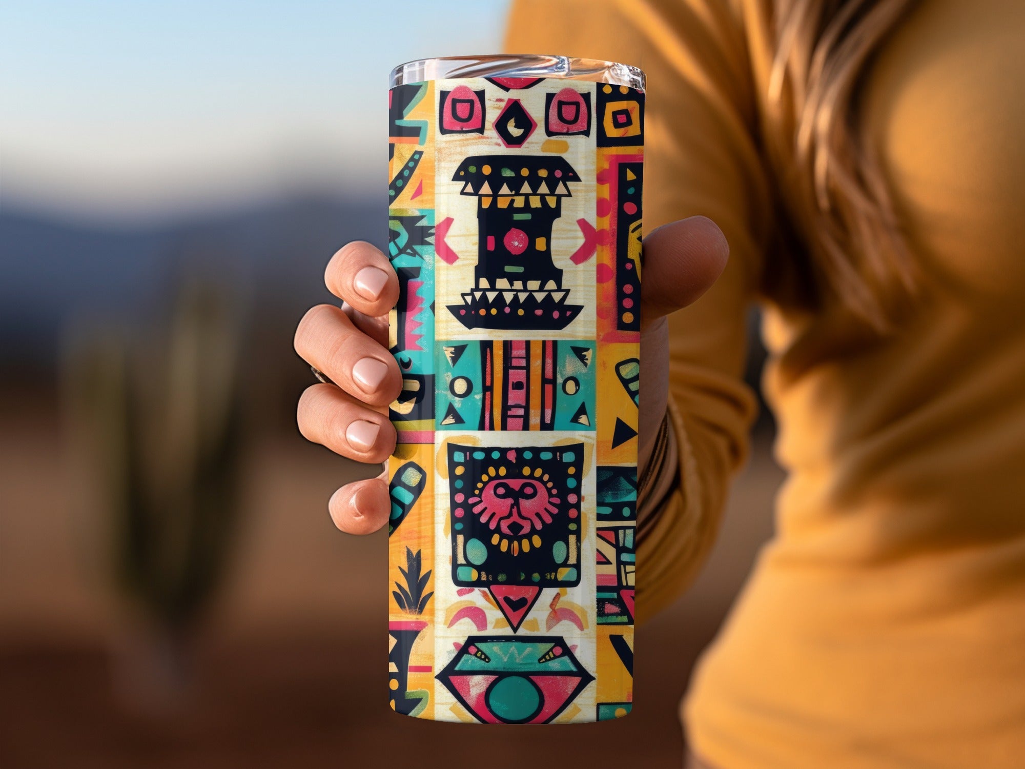 Bright Tribal Design Insulated Tumbler Drinkware Cup