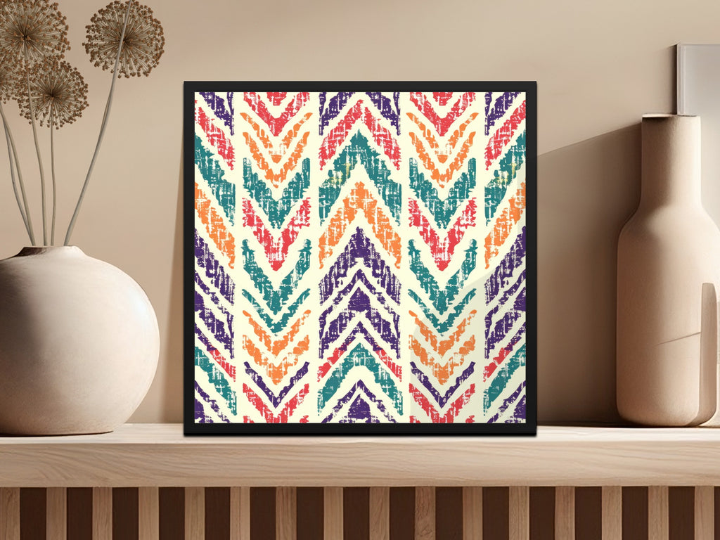Colorful Chevron Pattern Framed Art Print Wall Decor