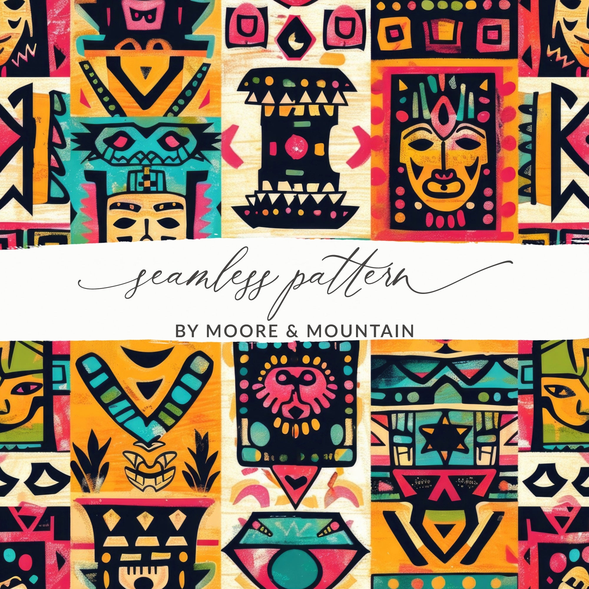 Vibrant Tribal Inspired Seamless Pattern by Moore & Mountain
