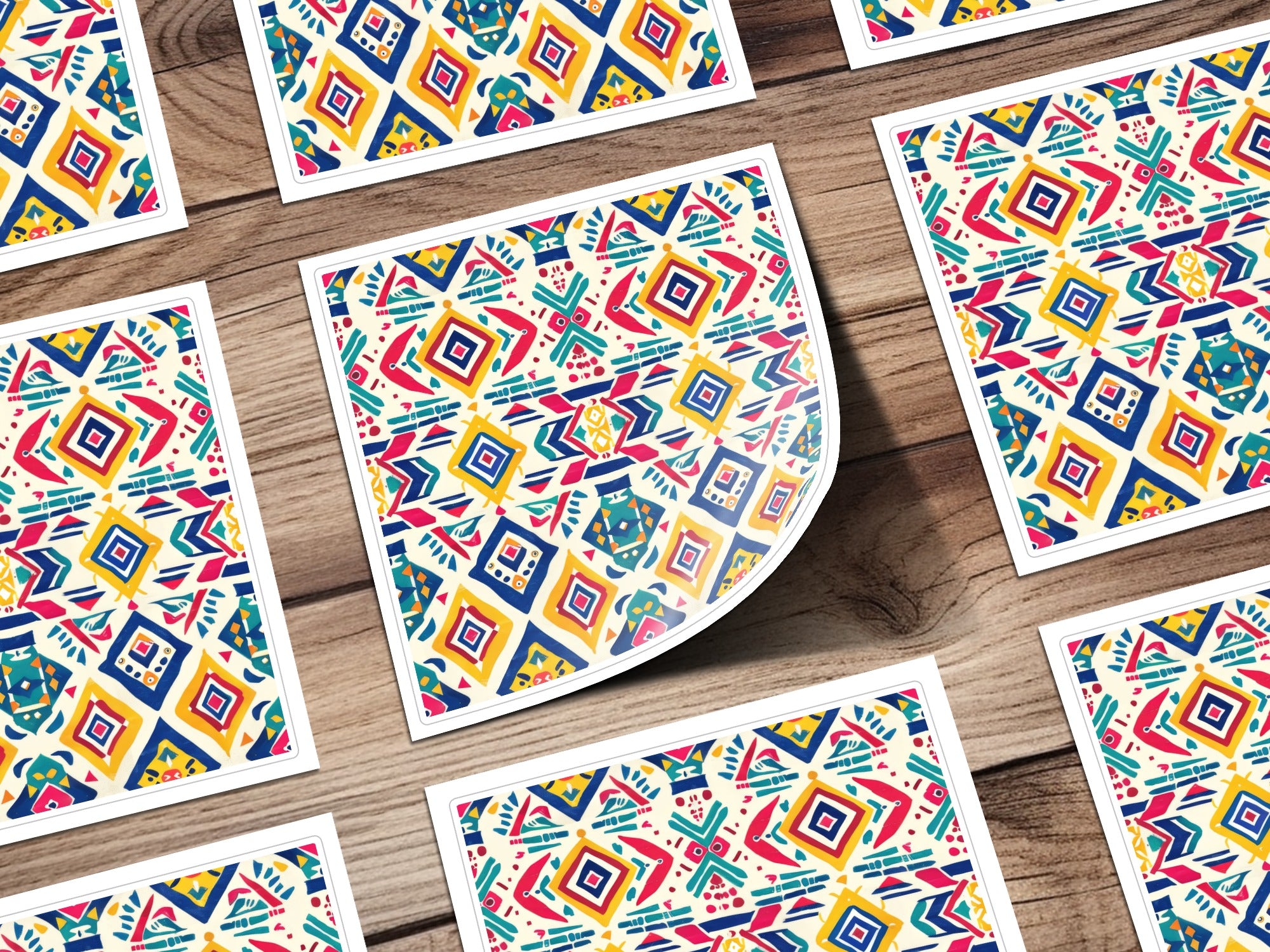 Colorful Geometric Pattern Stickers for Crafting Projects
