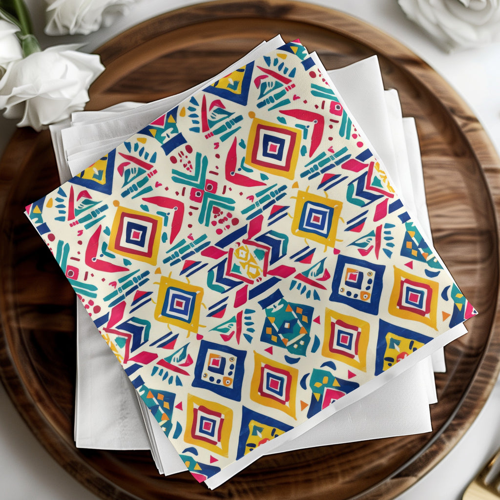 Colorful Geometric Pattern Design on Cloth Napkins