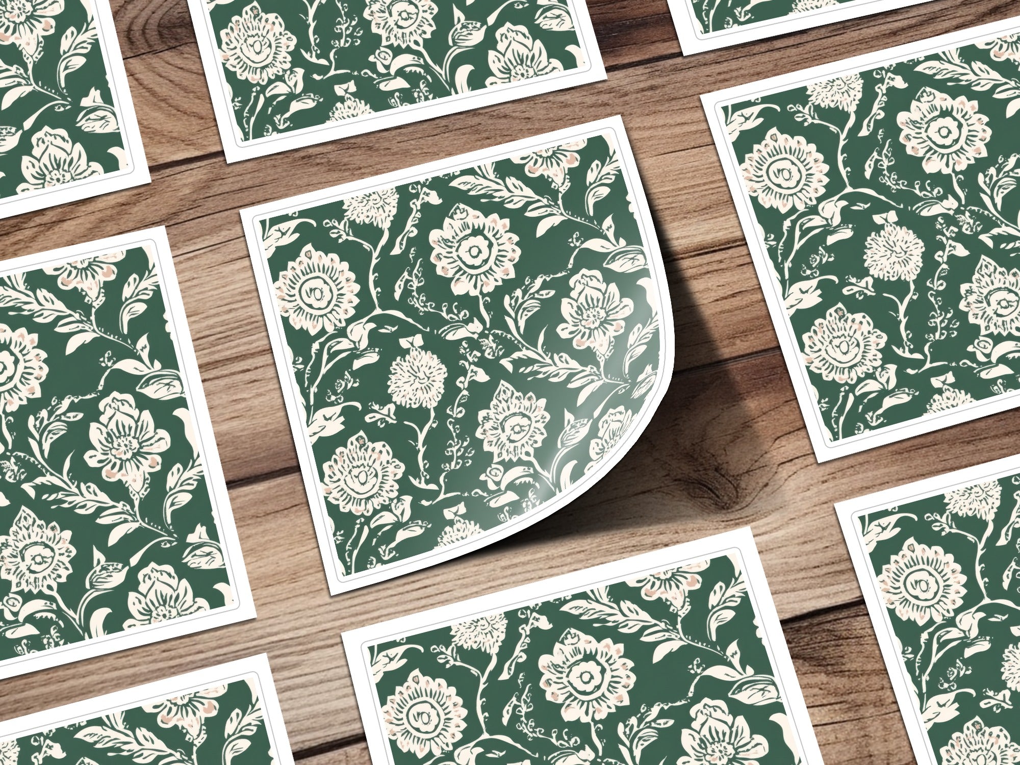 Kelly Green Vintage Chintz Seamless Indian Pattern Floral on Dark Green Background - Moore and Mountain
