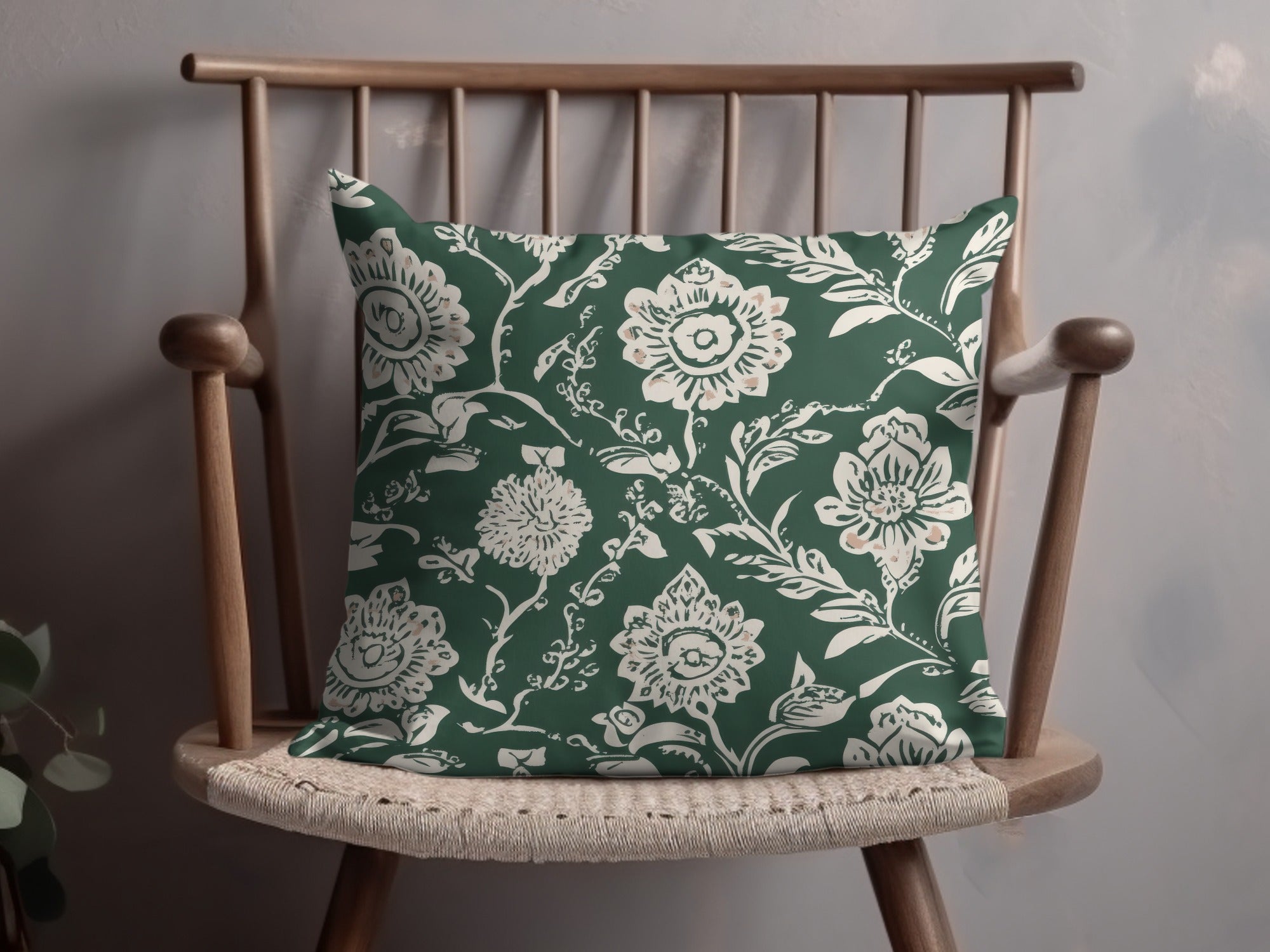 Kelly Green Vintage Chintz Seamless Indian Pattern Floral on Dark Green Background - Moore and Mountain