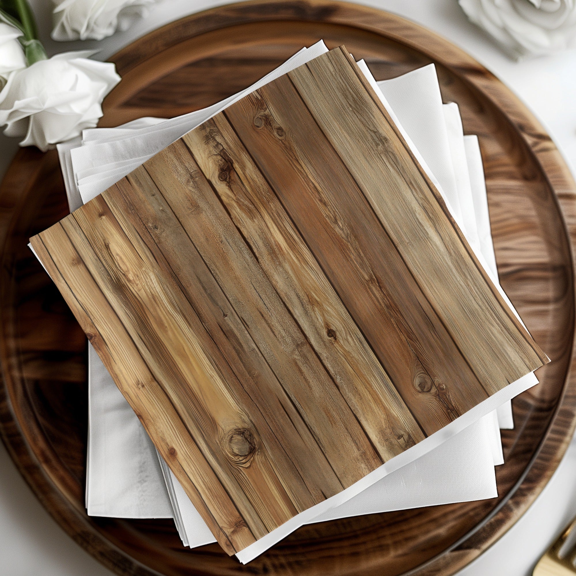 Rustic Wood Design Paper Napkins Pack of 50