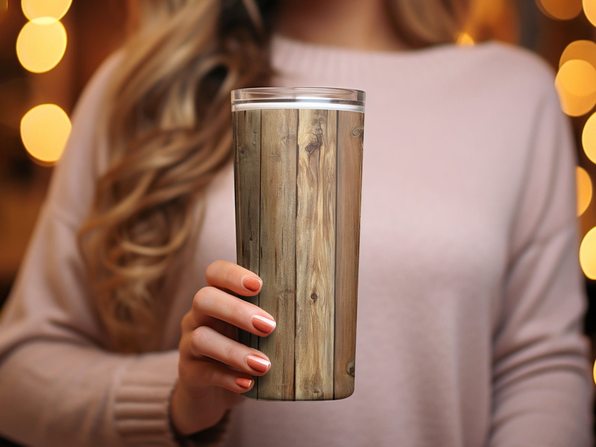 Rustic Wooden Design Insulated Tumbler for Beverages
