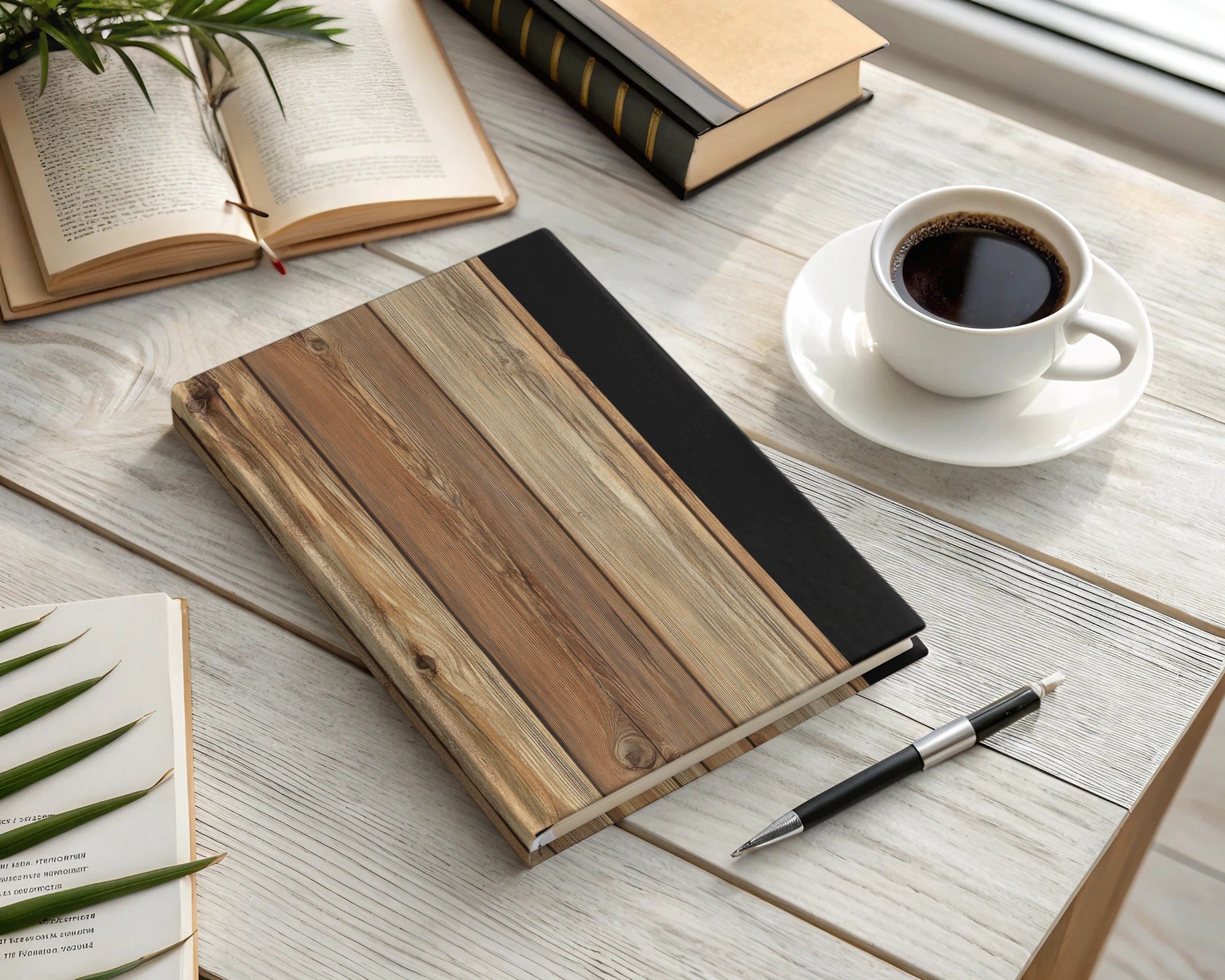 Rustic Wooden Plank Design Hardcover Notebook