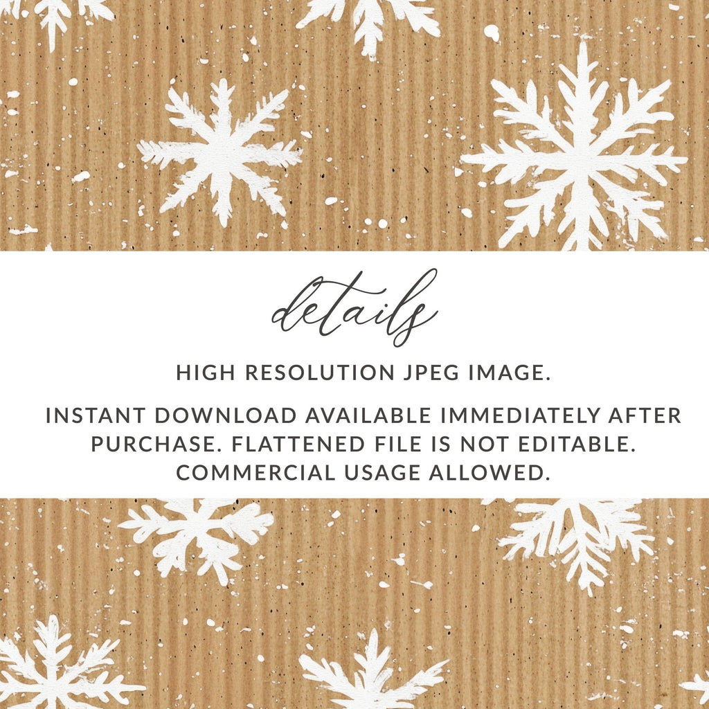 Kraft Paper Snowflake Digital Paper, Winter Seamless Pattern, Festive Background, Holiday Design, Scrapbooking Paper, Digital Download - Moore and Mountain