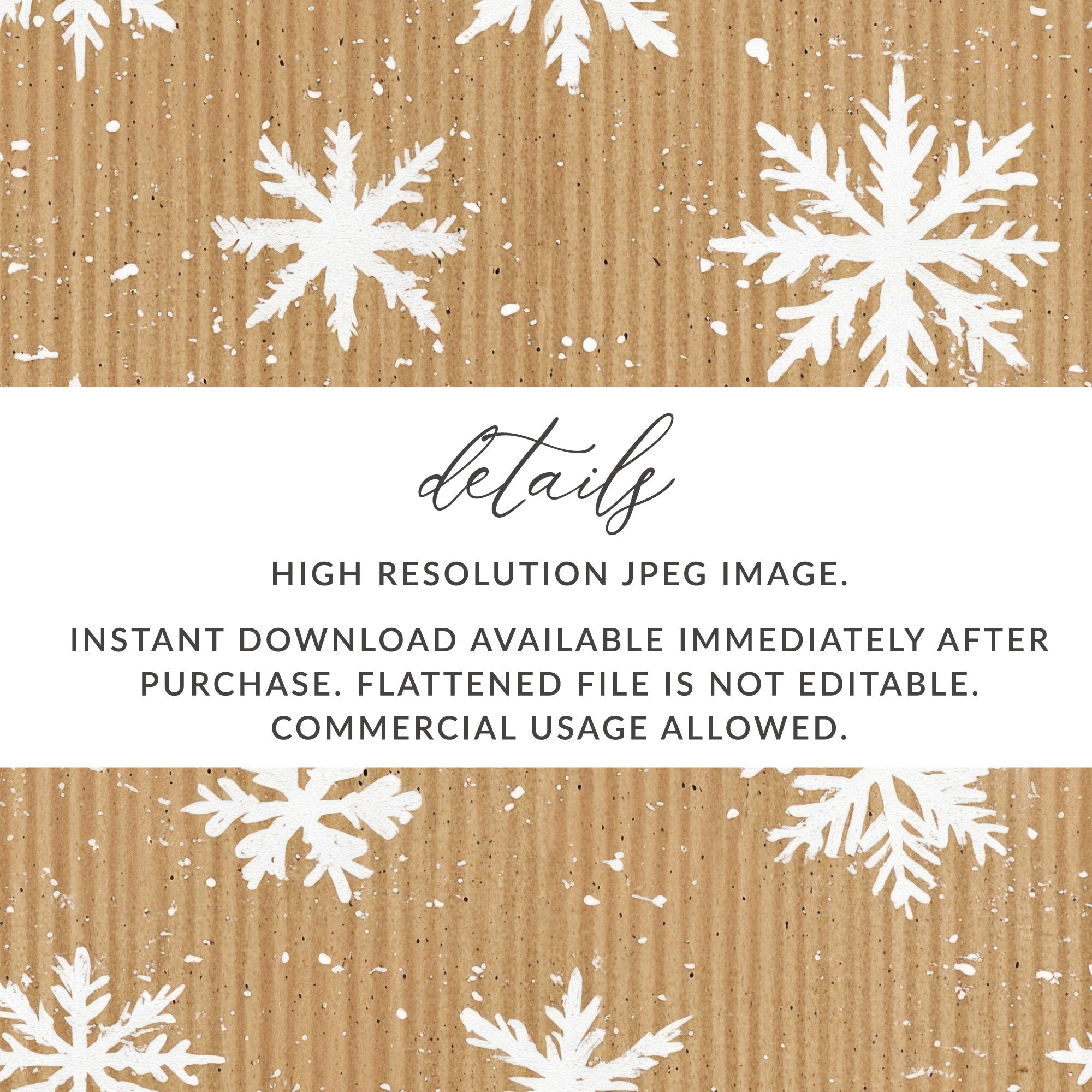 Kraft Paper Snowflake Digital Paper, Winter Seamless Pattern, Festive Background, Holiday Design, Scrapbooking Paper, Digital Download - Moore and Mountain