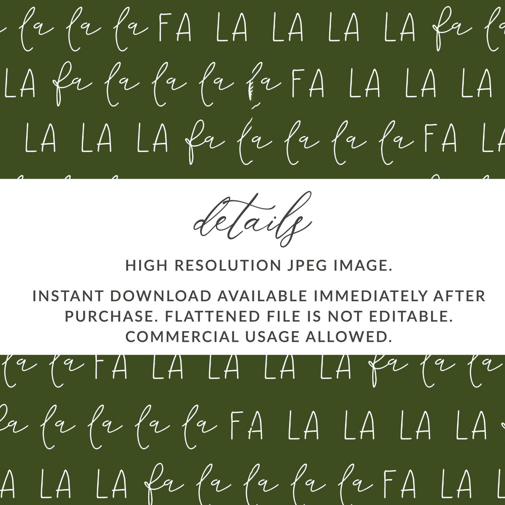 La La La Digital Seamless Pattern, Fabric Design, Green Background, Christmas Carol, Scrapbook Paper, Commercial Use, Digital Download - Moore and Mountain