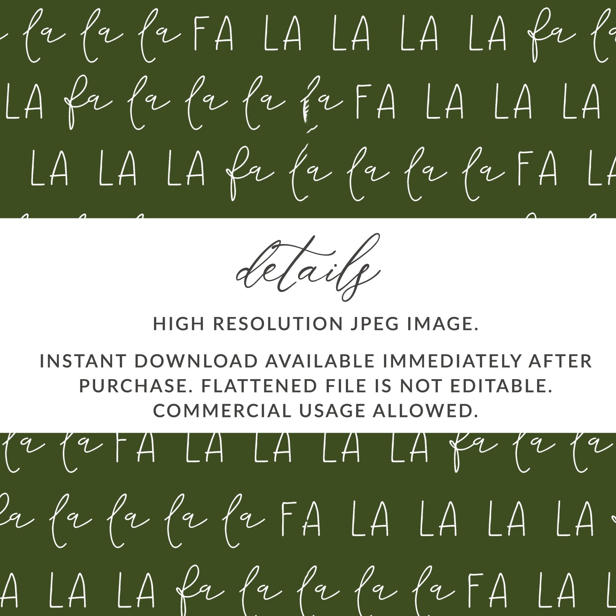 La La La Digital Seamless Pattern, Fabric Design, Green Background, Christmas Carol, Scrapbook Paper, Commercial Use, Digital Download - Moore and Mountain