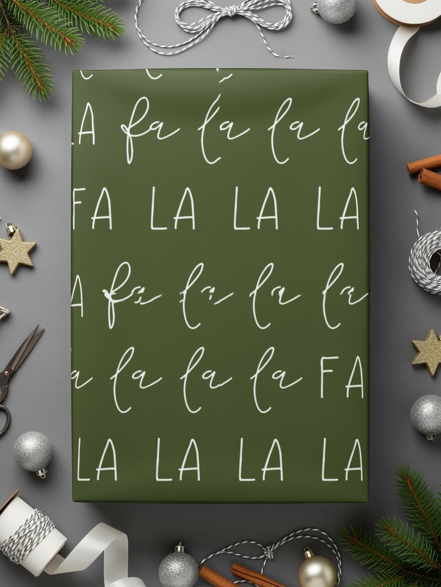 La La La Digital Seamless Pattern, Fabric Design, Green Background, Christmas Carol, Scrapbook Paper, Commercial Use, Digital Download - Moore and Mountain