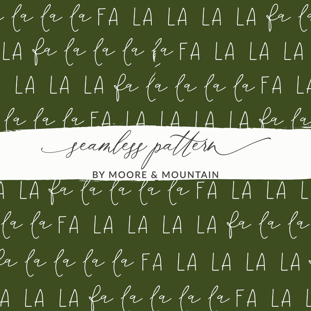 La La La Digital Seamless Pattern, Fabric Design, Green Background, Christmas Carol, Scrapbook Paper, Commercial Use, Digital Download - Moore and Mountain