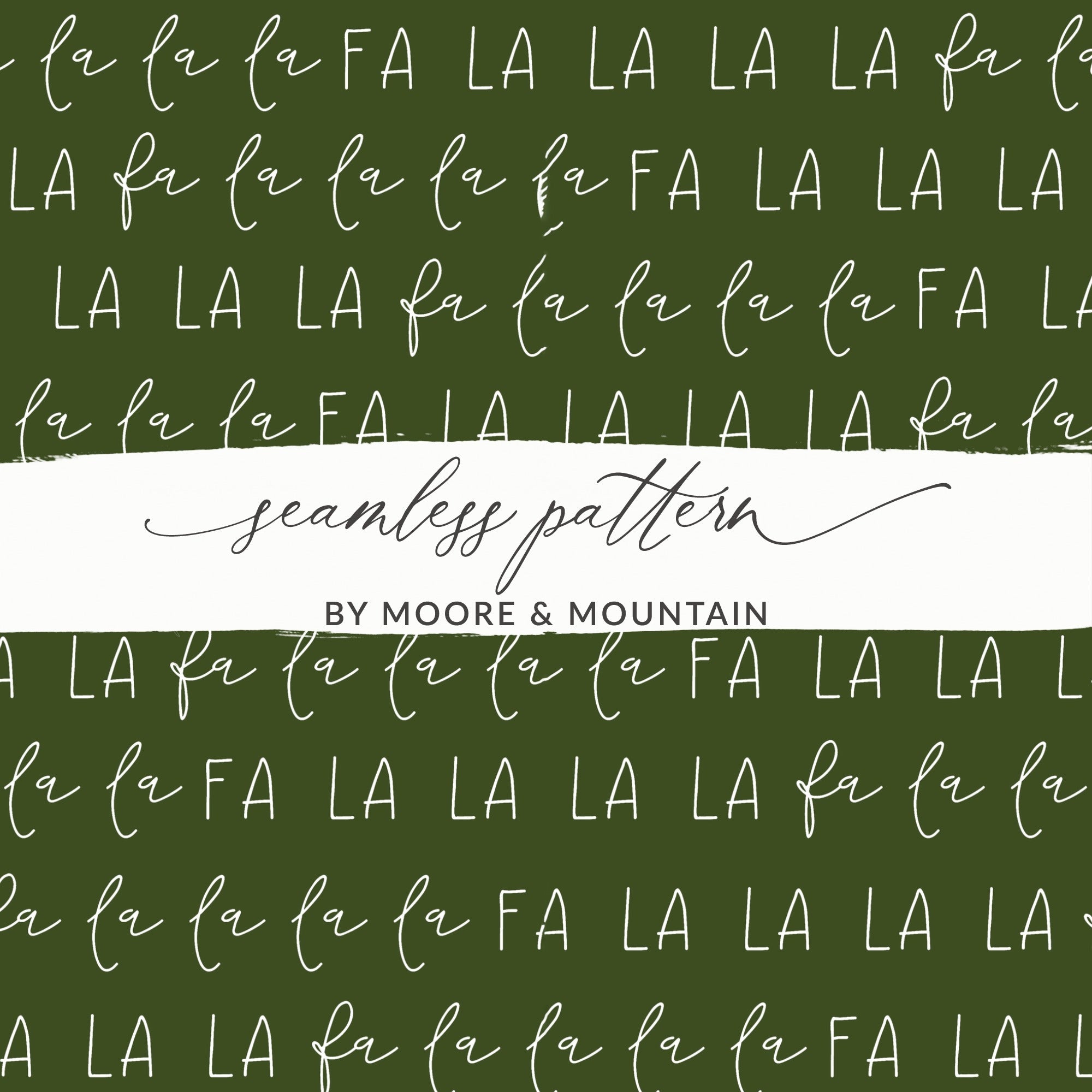 La La La Digital Seamless Pattern, Fabric Design, Green Background, Christmas Carol, Scrapbook Paper, Commercial Use, Digital Download - Moore and Mountain