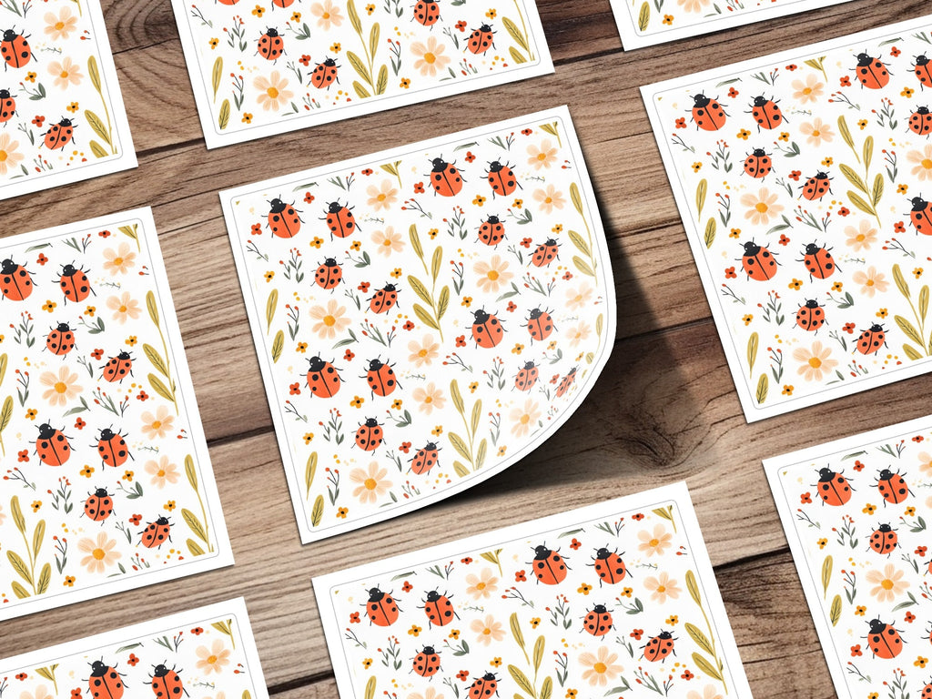 Ladybug Digital Paper, Floral Pattern, Seamless Pattern Design, Spring Digital Paper, Cute Ladybug Pattern, Fabric Design, Printable Digital - Moore and Mountain