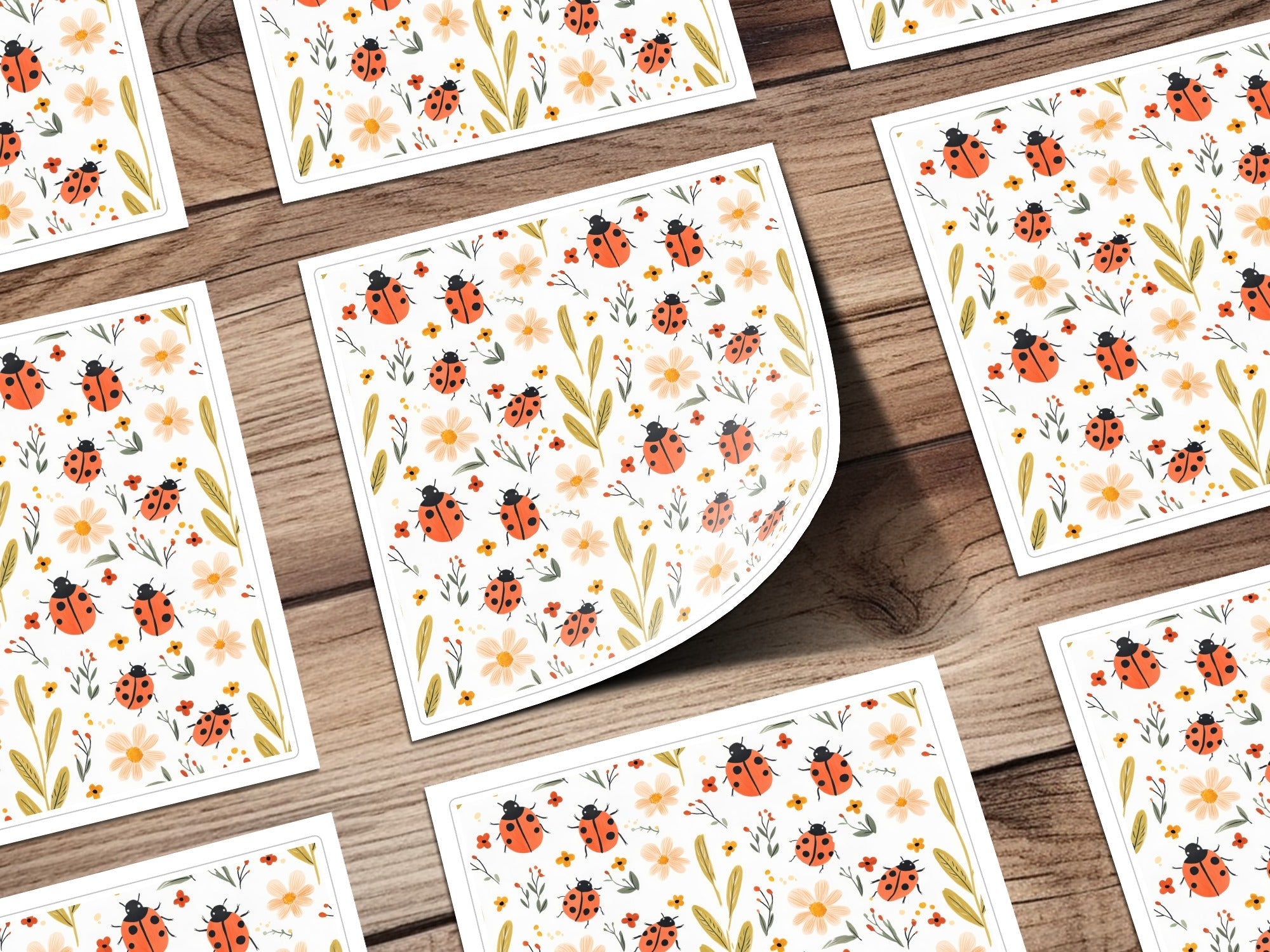 Ladybug Digital Paper, Floral Pattern, Seamless Pattern Design, Spring Digital Paper, Cute Ladybug Pattern, Fabric Design, Printable Digital - Moore and Mountain