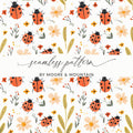 Ladybug Digital Paper, Floral Pattern, Seamless Pattern Design, Spring Digital Paper, Cute Ladybug Pattern, Fabric Design, Printable Digital - Moore and Mountain