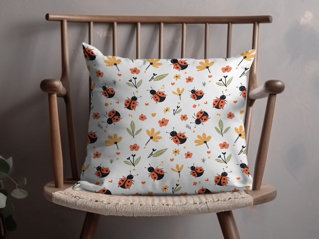 Ladybug Digital Pattern, Seamless Flower Pattern, Insect Pattern, Scrapbook Paper, Fabric Design, Cute Bug Repeat Pattern, Kawaii - Moore and Mountain