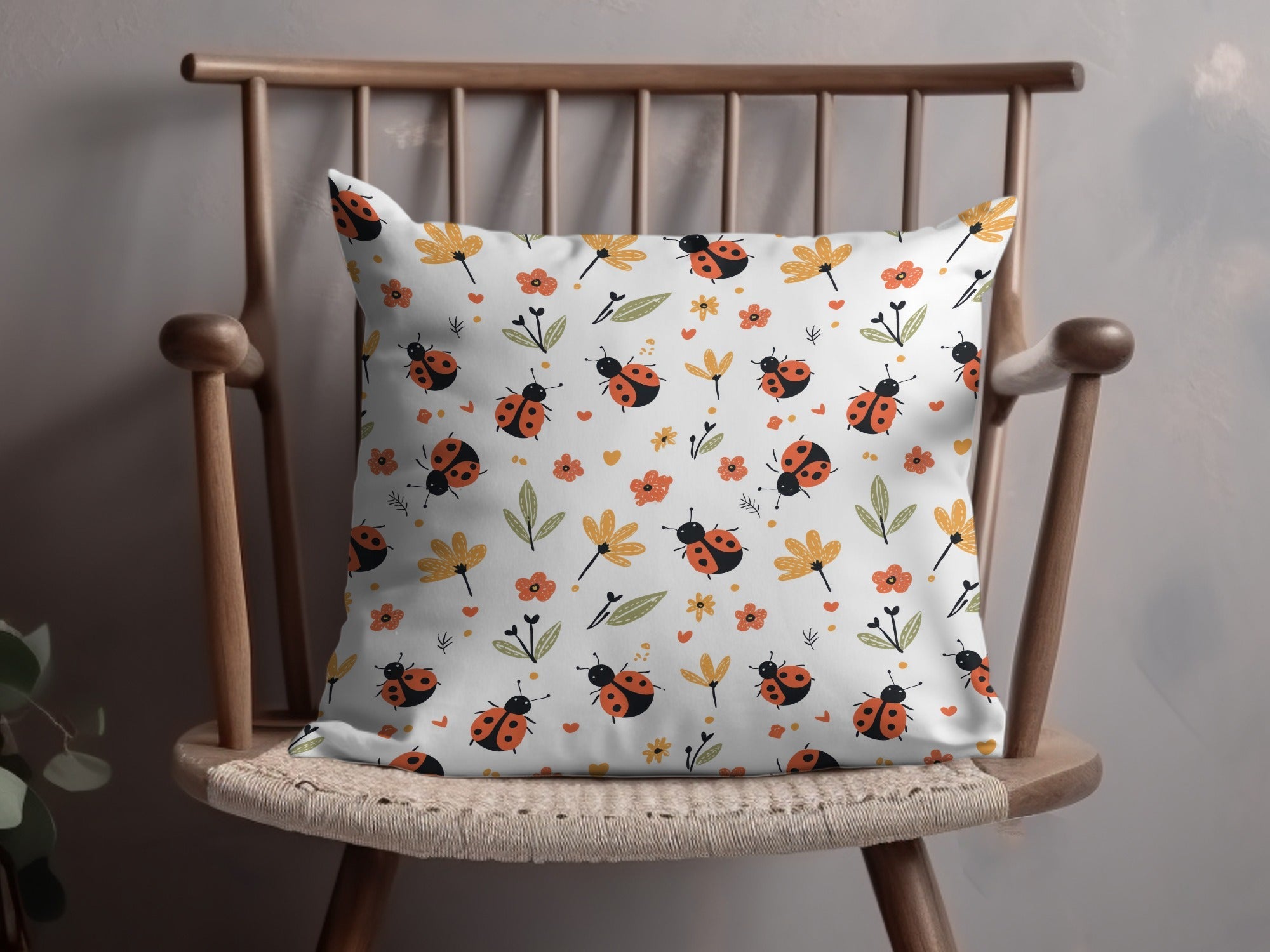 Ladybug Digital Pattern, Seamless Flower Pattern, Insect Pattern, Scrapbook Paper, Fabric Design, Cute Bug Repeat Pattern, Kawaii - Moore and Mountain