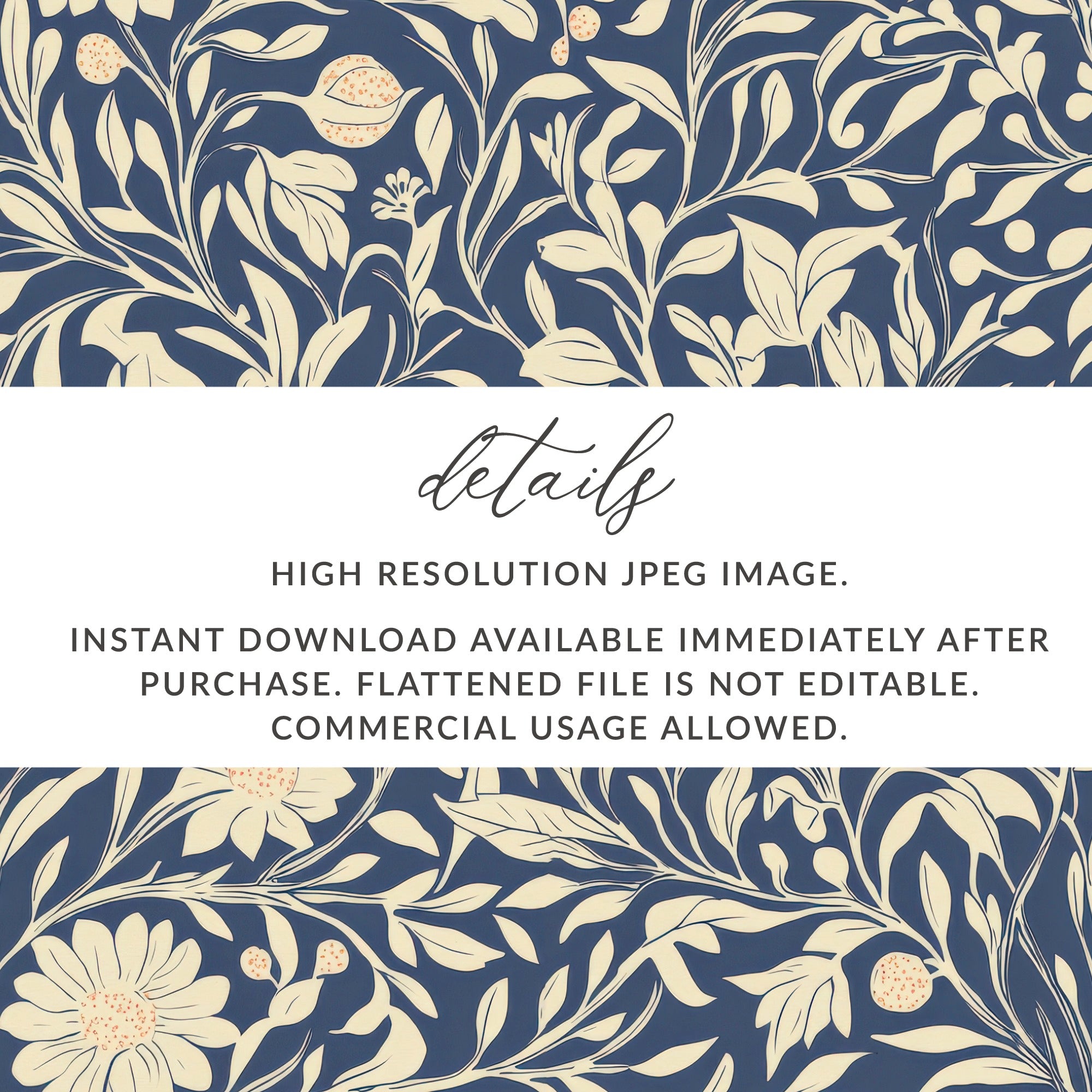 Larkspur Print Seamless William Morris Background Blue Cream Digital - Moore and Mountain